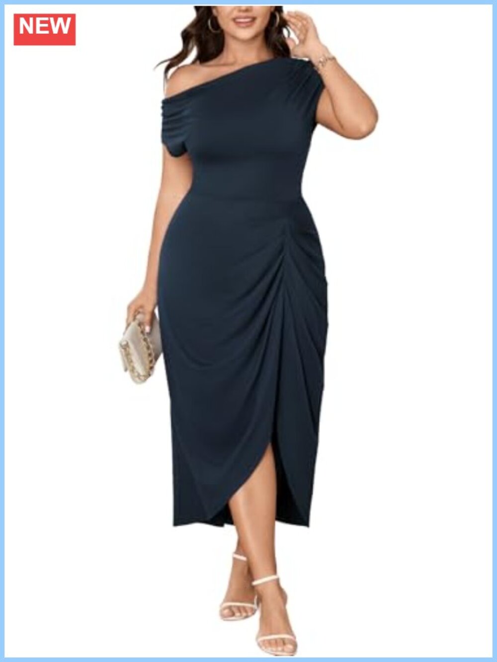 SHESTARR Plus Size Asymmetrical Neck Semi Formal Dress